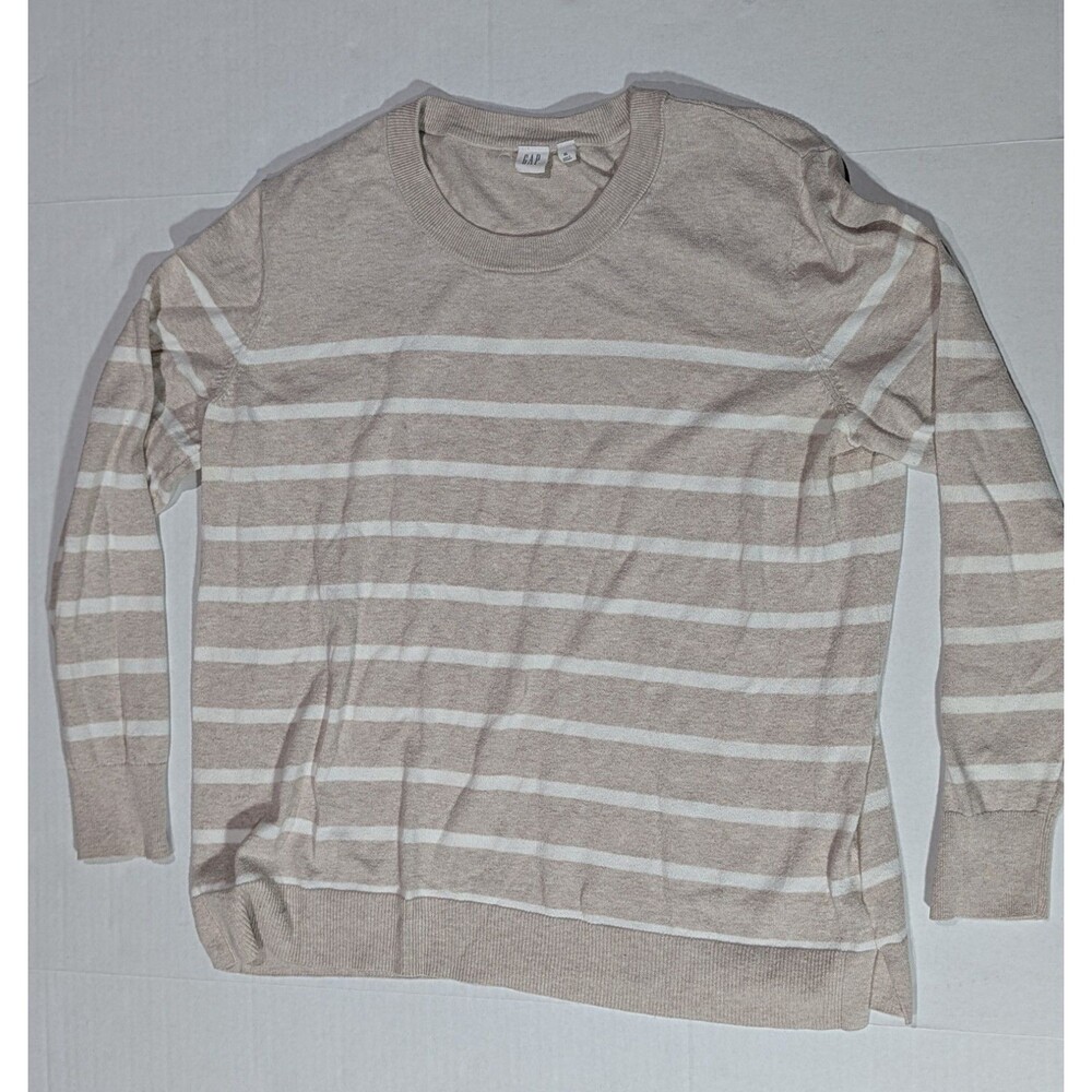 Gap Women’s Size XL Beige And White Stripe Sweater Pullover